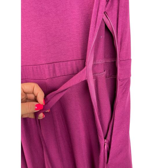 Manydress V-Neck Faux Wrap Pockets Stretch Casual Midi Dress in Purple Size XL‎ - Picture 9 of 10